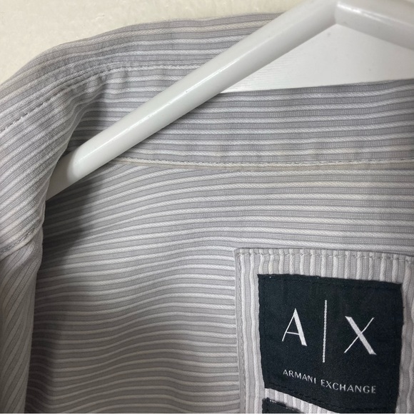 Armani Exchange gray textured stripe snap button up shirt mens S slim - Picture 5 of 11